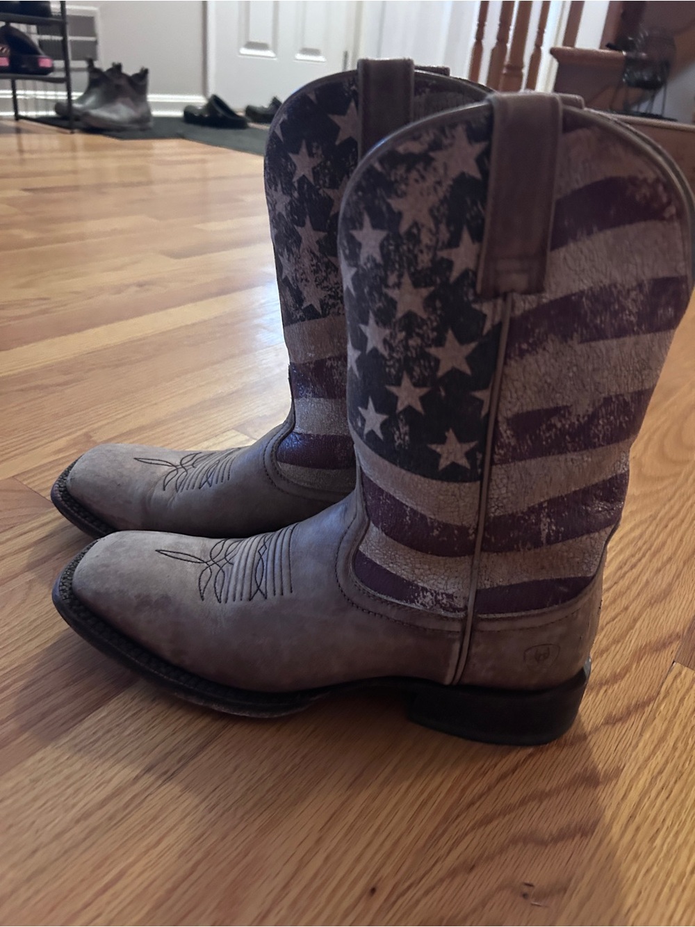 Ariat American Flag Western Cowboy Boots - Distressed Tan